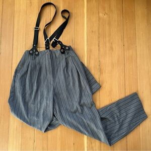 Vintage 80s gray pinstripe pants with suspenders 8